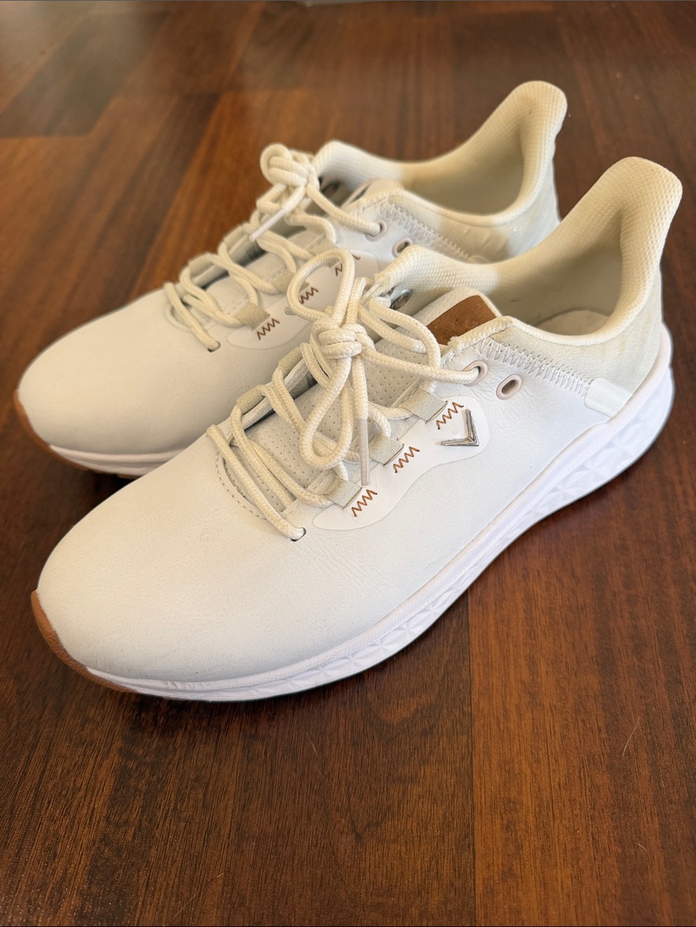Callaway Women's White Athletic Sneakers with Tan Accents